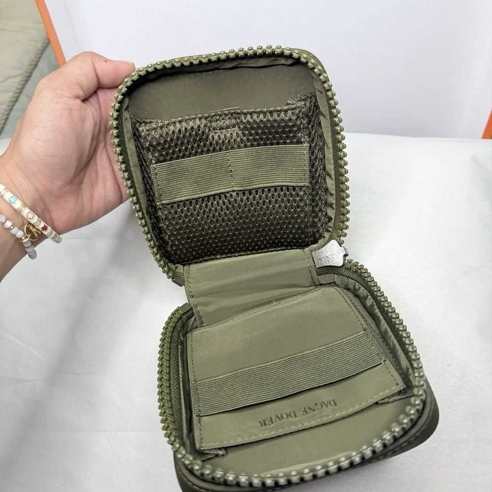 Dagne Dover Hunter Small Toiletry Bag Dark Moss Green Neoprene Travel Pouch